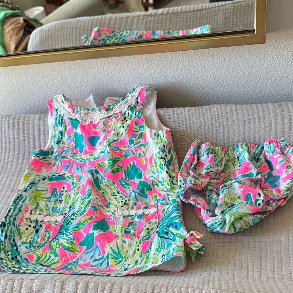 Lilly Pulitzer Pink and Green Kids Dress Set